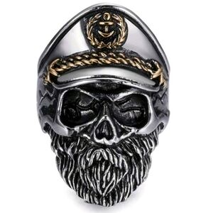 New! MEN'S Skull Navy Captian Ring. Sizes 9,10,12, & 13